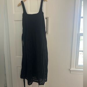 Boden Black Eyelet Strap Midi Dress